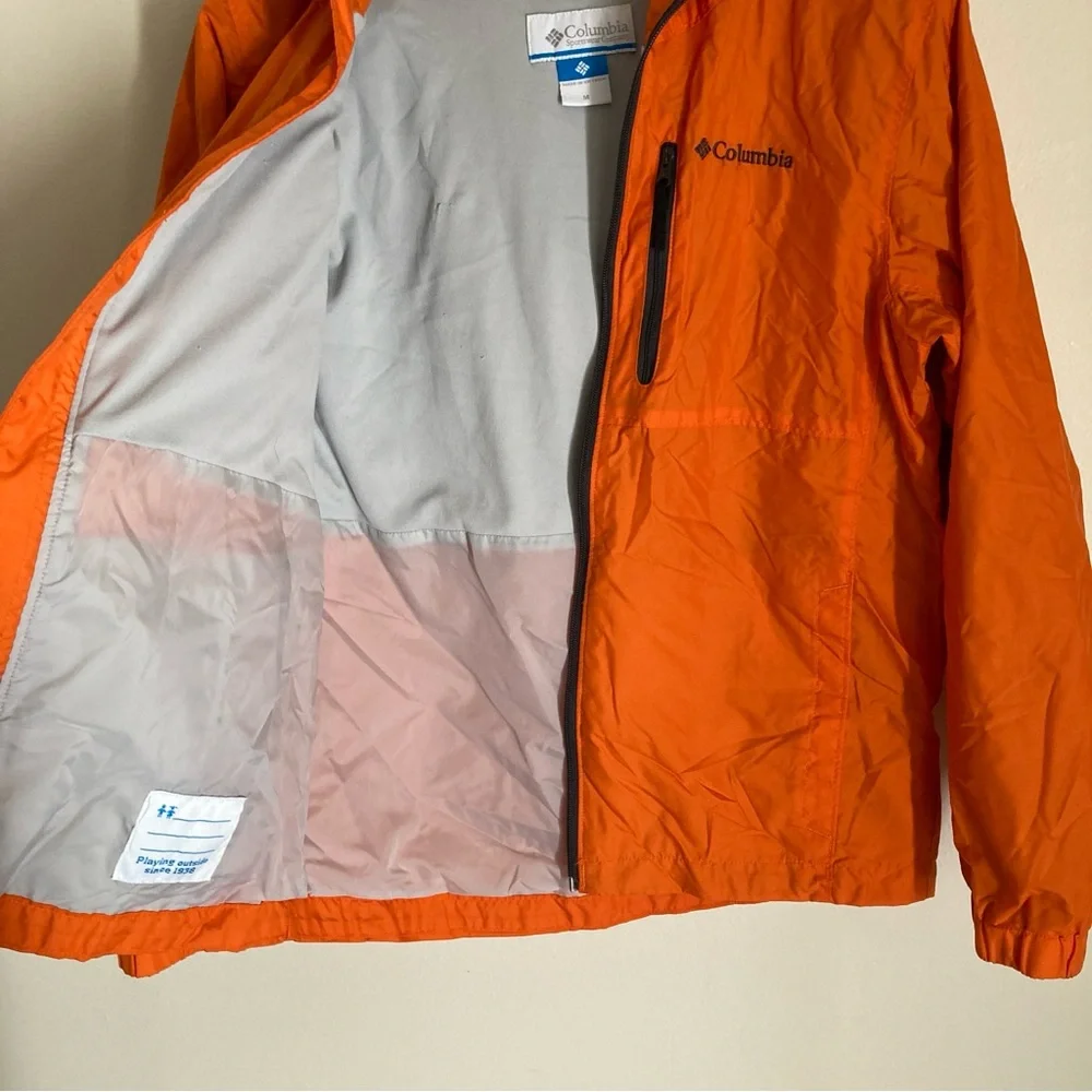 Columbia Kids Orange Hooded Windbreaker with Chest Zip